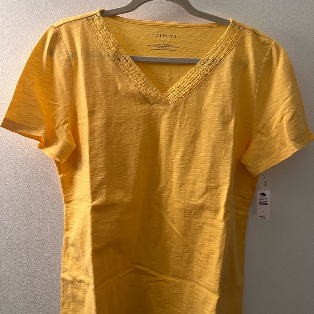 Talbots lace trim cotton T